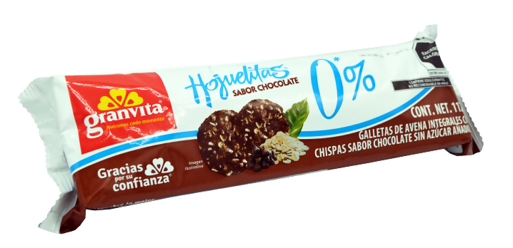 GALLETAS HOJUELITAS 0% SIN AZUCAR - Chocolate 112g - en tubo (GRANVITA)