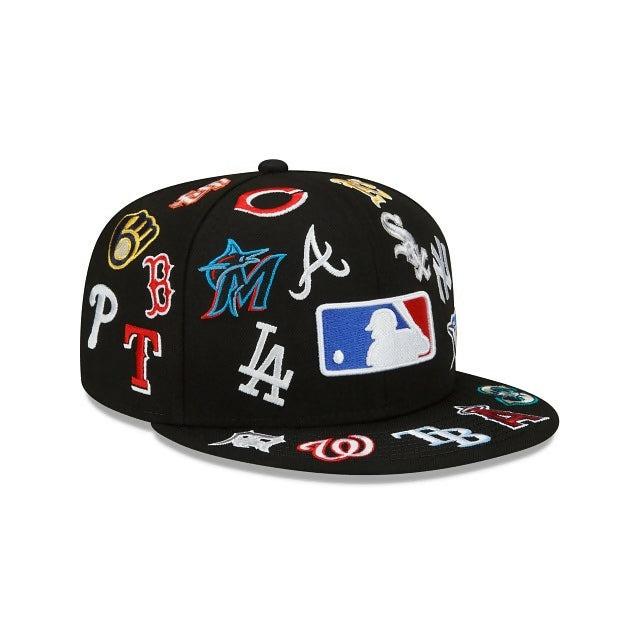 Gorra MLB Teams Patch Logos All‑Over Black 59FIFTY