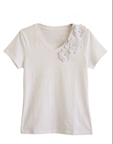 Blusa blanca de manga corta talla S