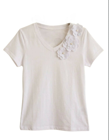 Blusa blanca de manga corta talla S