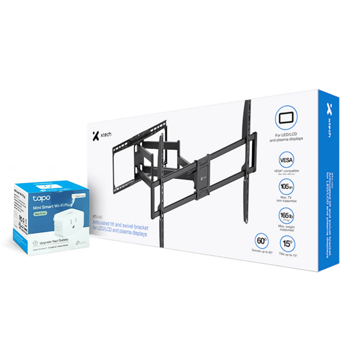 COMBO XIAOMI TV MAX 100 + XTECH BRKT ARTICULATED TILT 50-105 + XIAOMI LINK SMART PLUG P125