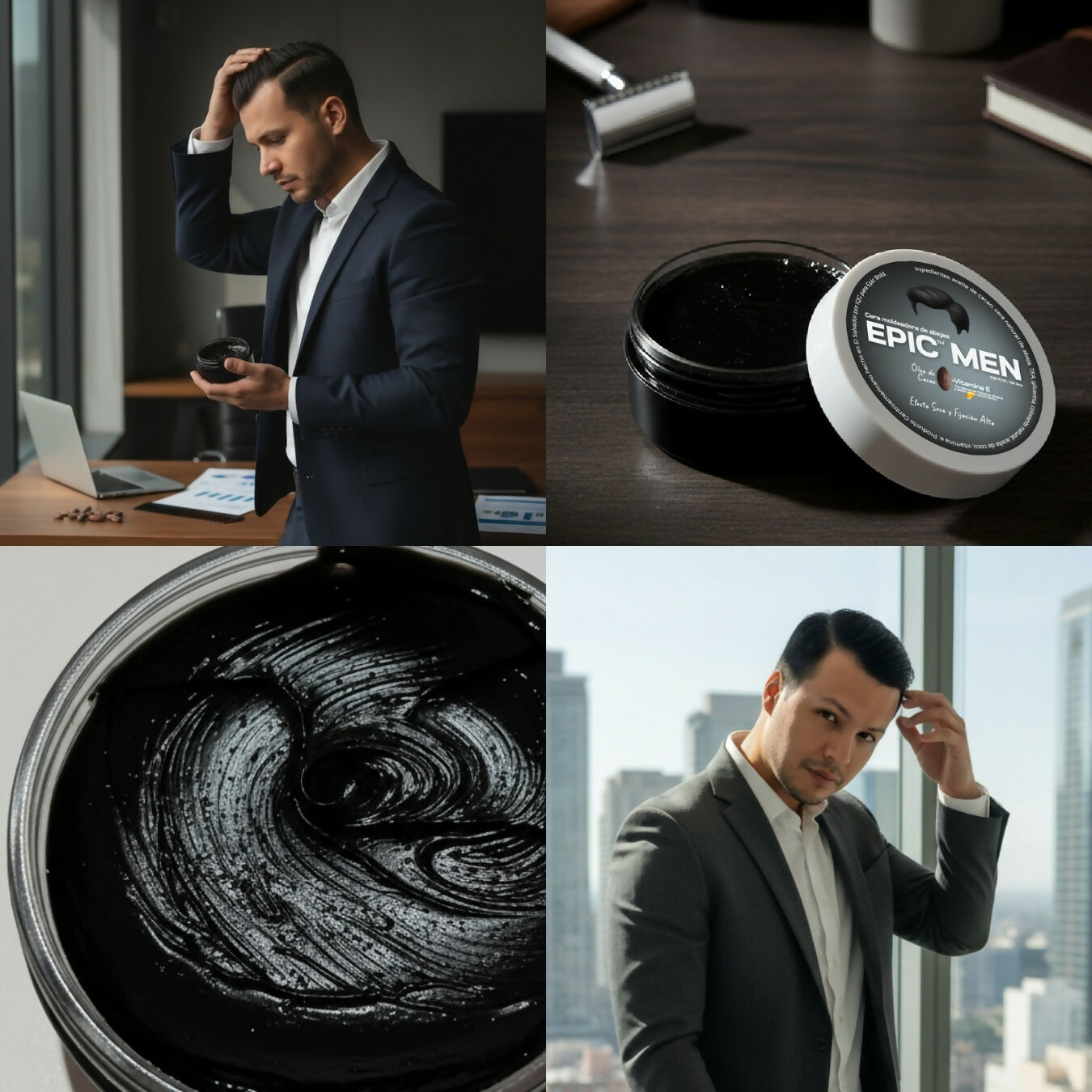 Cera Moldeadora Cubre Canas All Black - EPIC MEN 100 grs