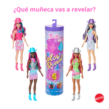 Barbie Color Reveal con 6 sorpresas, serie Disco Star con brillo metálico (Muñeca Sorpresa).