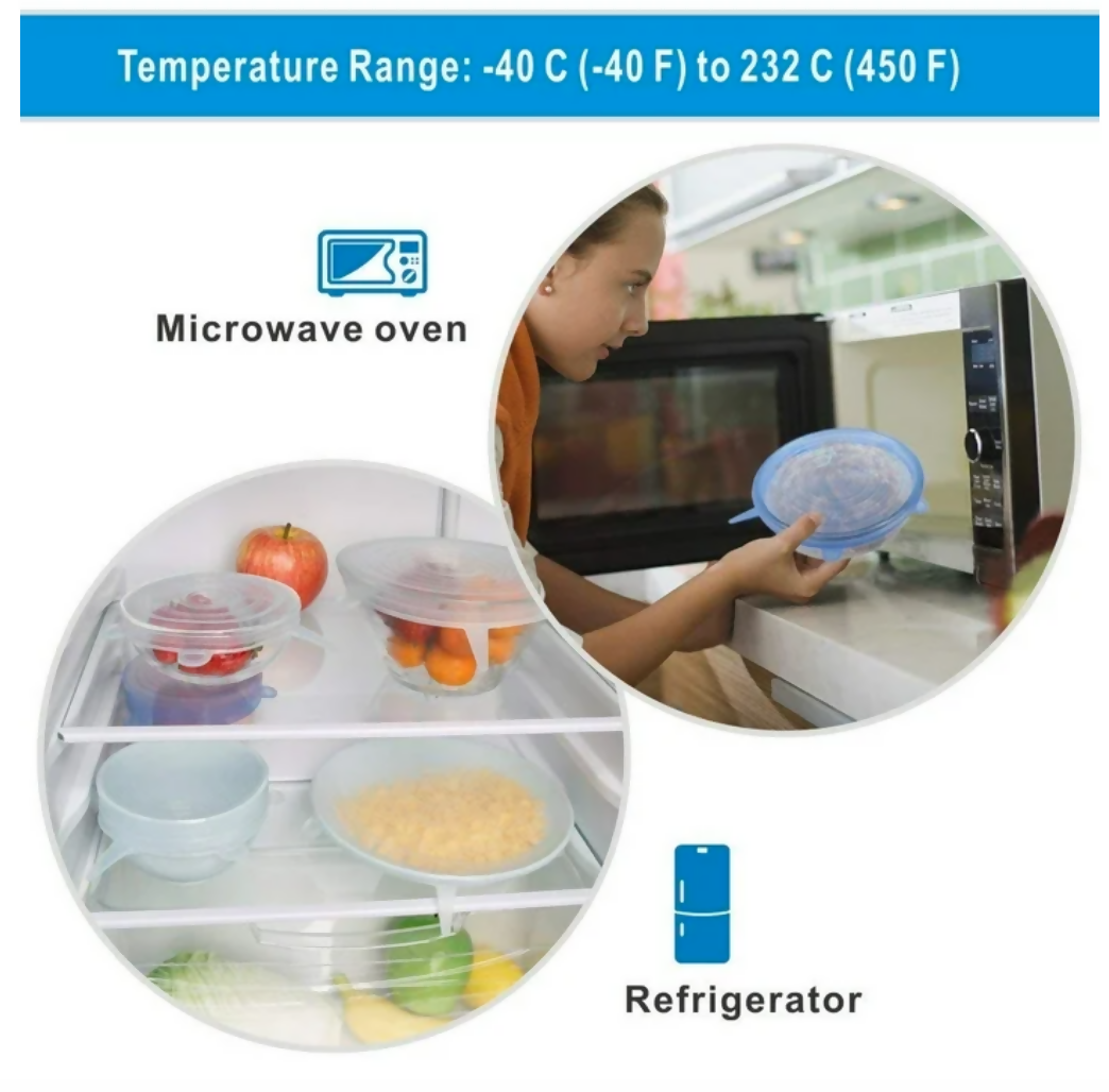 Set de 6 tapaderas de silicon para proteger alimentos