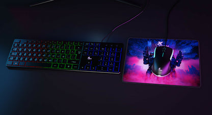 Set de teclado, mouse y alfombra gamer
