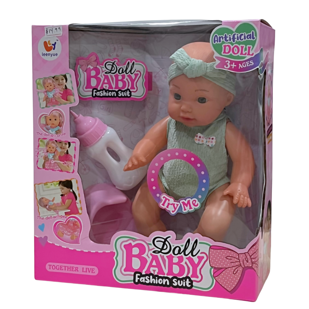 Muñeca bebé artificial con set de moda
