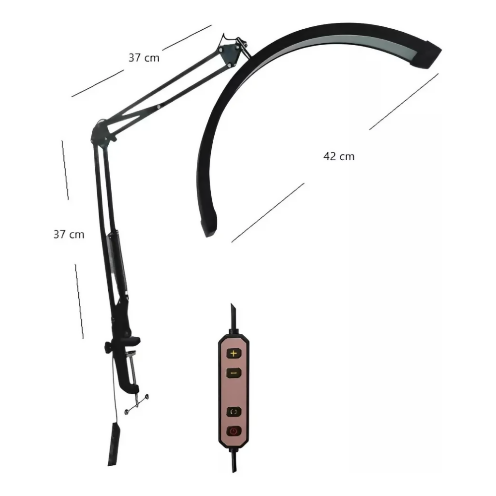 Lámpara LED media luna profesional con brazo articulado
