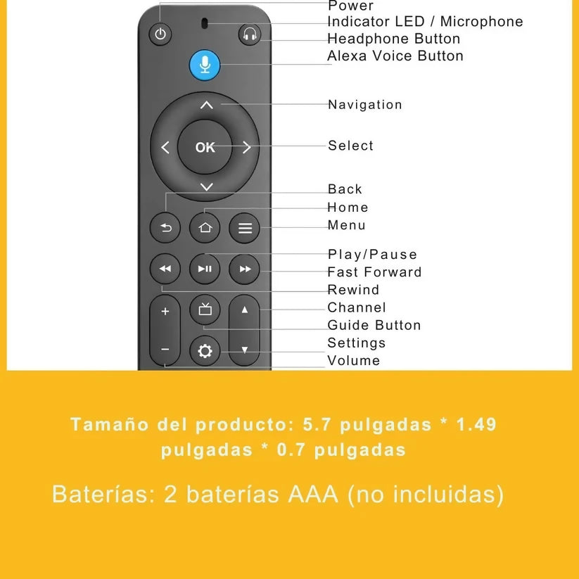 Control Remoto repuesto para TV Stick / TV Cube / Smart TVs