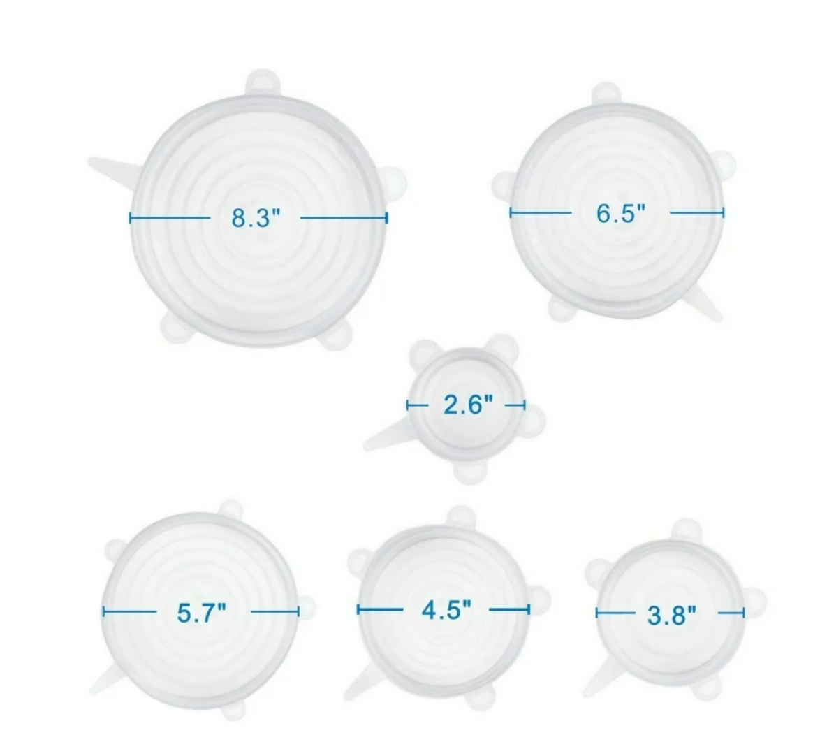 Set de 6 tapaderas de silicon para proteger alimentos