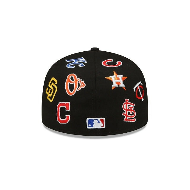 Gorra MLB Teams Patch Logos All‑Over Black 59FIFTY