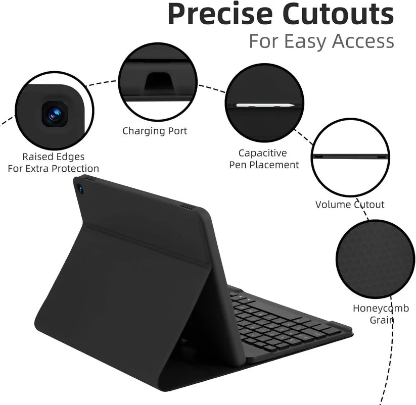 Funda con Teclado Retroiluminado para Amazon Fire HD 10 y 10 Plus (2021/2023) - Negro