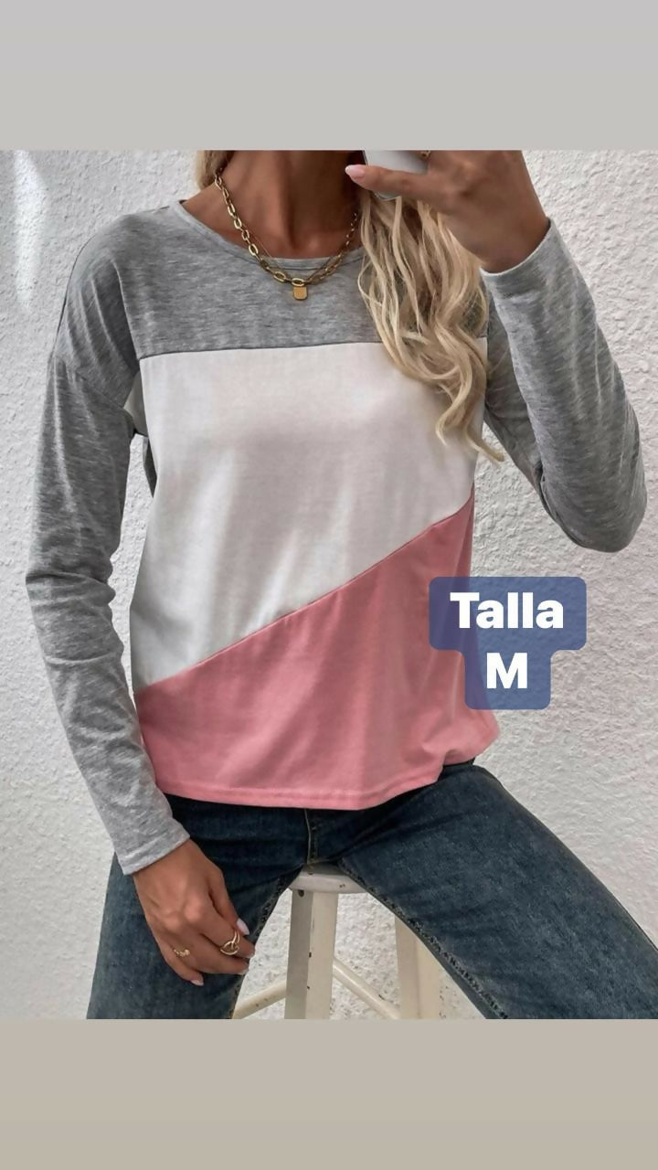 blusa manga larga en algodon talla M