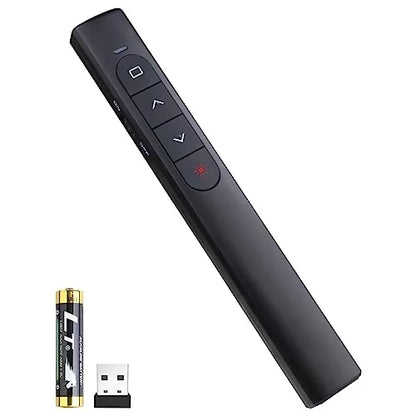Control Remoto Inalámbrico para Presentaciones — Clicker con Puntero Láser Rojo, Hipervínculo y Control de Volumen