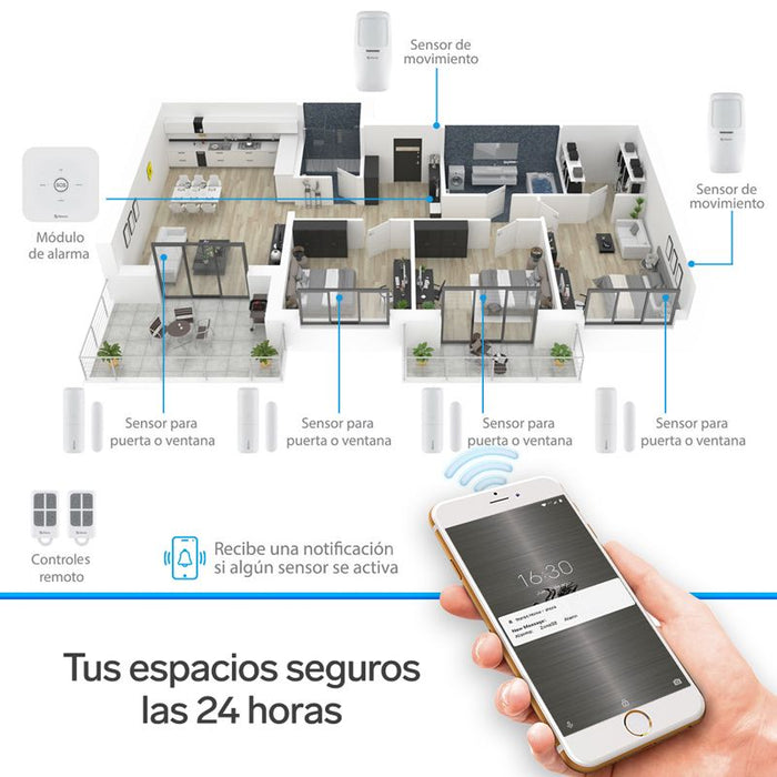 SISTEMA DE SEGURIDAD WIFI CON 6 SENS Y A