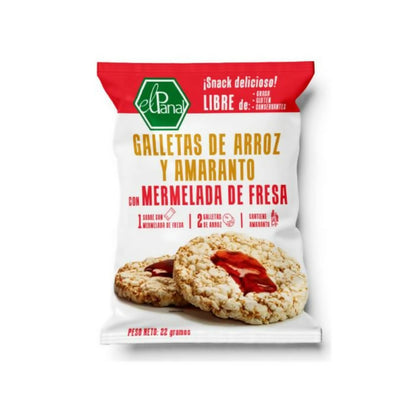 GALLETA DE ARROZ Y AMARANTO CON FRESA (PAQUETE CON 9 GALLETAS DOBLES) - EL PANAL