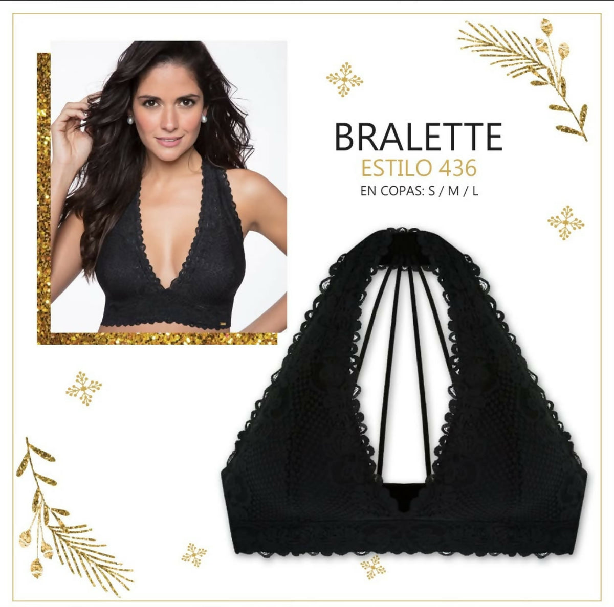 Bralette de encaje negro Talla M