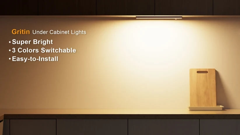 Luces LED Bajo Gabinete 10.2" Recargables - Pack 2, Sensor de Movimiento, 3 Colores, 5 Brillos