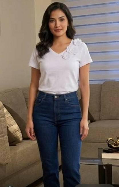 Blusa blanca de manga corta talla S