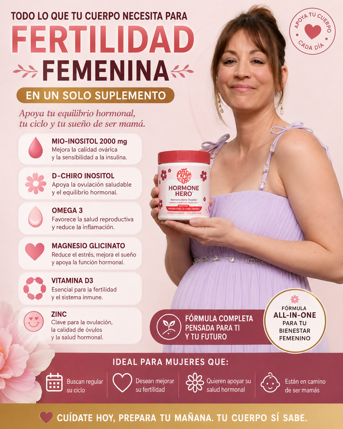 Myo-INOSITOL 2,000 MG con MULTIVITAMÍNICO PARA LA FERTILIDAD FEMENINA ✨