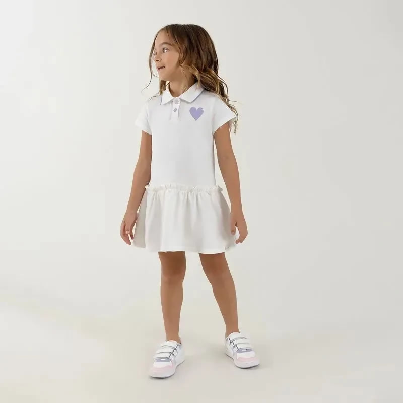 Vestido blanco tipo polo para niña