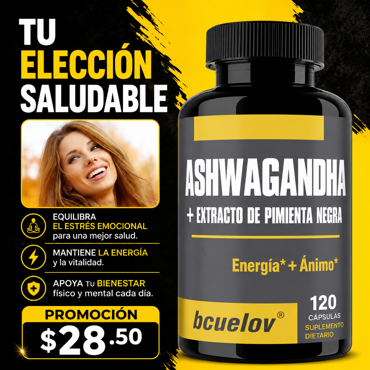 Ashwagandha + Extracto de Pimienta Negra