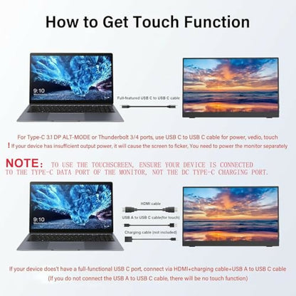 Monitor Portátil Táctil 14" 1920x1200P IPS/HDR - USB-C HDMI con Bocinas