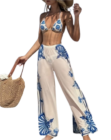 Traje de Baño con Estampado Azul