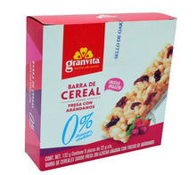 BARRAS DE CEREAL 0% SIN AZUCAR - Fresa con Arándanos 132g
