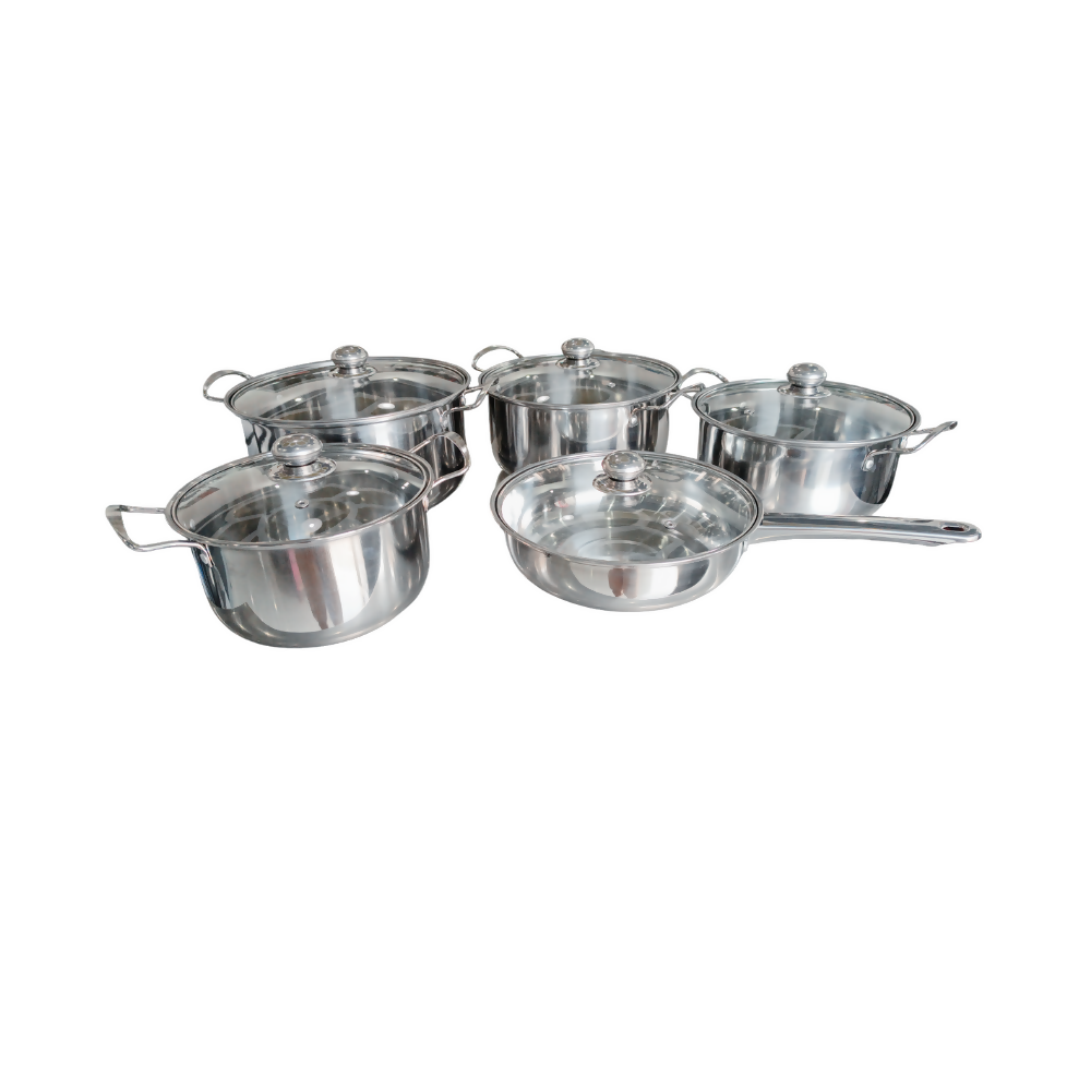 SET DE OLLAS Y SARTEN ACERO INOXIDABLE XL 10 PIEZAS