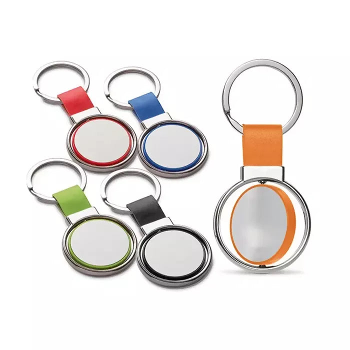 Llaveros Metalicos Personalizables de Cuerina – Dos Imagen por Ambos Lados
