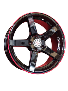 4 RINES 17 SCARLETT 5 HOYOS NEGRO BRILLANTE Y ORILLA ROJA