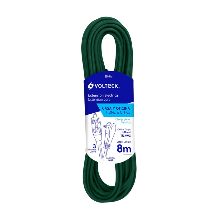 EXTENSION 8MTS VERDE 16 AWG VOLTECK