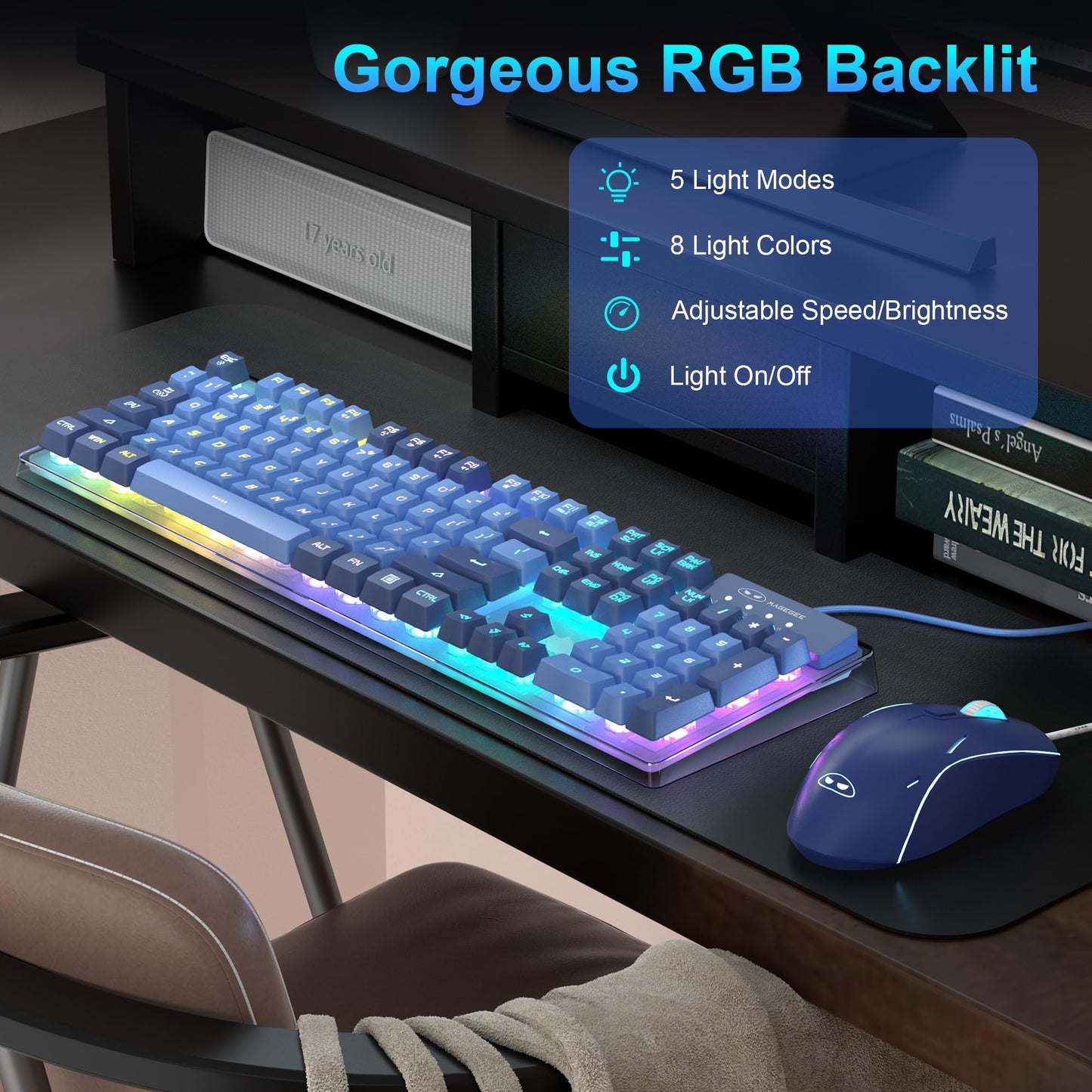 Teclado y Ratón Gamer K1, con Iluminación RGB LED