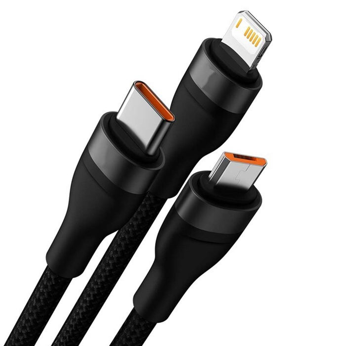 Baseus One-For-Three Fast Charging Data Cable 66W Black