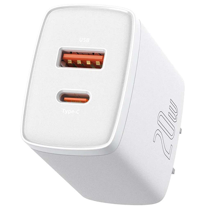 Baseus Compact Charger USB + Type-C 20W White