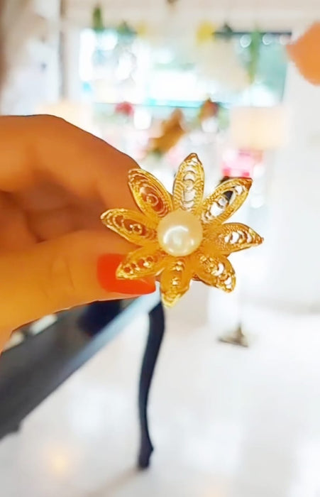 Anillo flor de perla